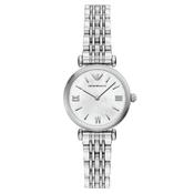 Emporio Armani 28mm Gianni T-Bar Silver Tone Mother of Pearl Dial Link Watch image