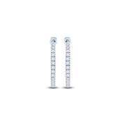 9ct White Gold Secure Diamond Hoop Earrings, 0.65ct