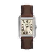Fossil 30mm Carraway Three-Hand White Dial Brown Croco Leather Strap Watch image