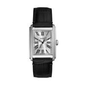 Fossil 30mm Carraway Three-Hand Black Croco Leather Strap Watch