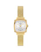 Tissot 20mm Yellow Tone Lovely, Square Silver Dial, Ladies Mesh Watch