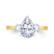Laboratory Grown Diamond Pear &amp; Brilliant Round Side Stones, 18ct Yellow Gold, 2.61ct