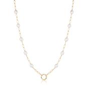 Ania Haie Yellow Gold Plate Chunky Link, Pearl &amp; CZ Charm Clasp Necklace