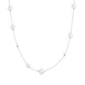 Ania Haie Silver Asymmetric CZ &amp; Shell Pearl Station Necklace image