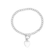 Sterling Silver T-Bar Heart Charm Bracelet