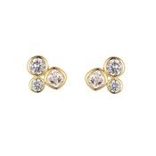 9ct Yellow Gold Rubover Trio Bezel Set CZ Cluster Stud Earrings image