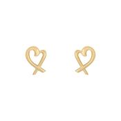 9ct Yellow Gold 8mm Open Heart Stud Earrings