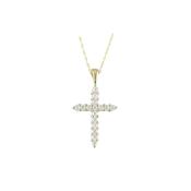 9ct Yellow Gold Cross &amp; CZ Set Sparkling Pendant Necklace image