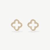 D.LOUISE Yellow Gold Plate Pavè CZ Clover Studs