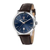 Maserati 42mm Epoca Blue Dial Brown Leather Strap Watch