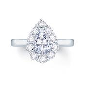 Platinum Pear &amp; Halo Diamond Ring, 0.70ct image