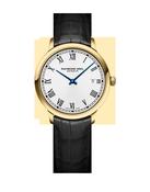Raymond Weil Men’s Classic 39 mm Gold PVD Leather Quartz Watch
