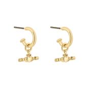 Yellow Gold Plate Claddagh T-bar Hoop Earrings image
