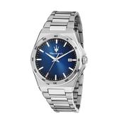Maserati 40mm Velocitá Slim Blue Dial Date Window Stainless Steel Bracelet Watch