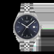 Tissot 40mm Silver Tone Ballade, Blue Fluted Dial &amp; Date Dial, Gents Bracelet Watch