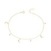 9ct Yellow Gold Star &amp; Crescent Moon CZ Bracelet image
