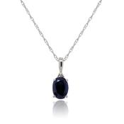 9ct White Gold Diamond &amp; Sapphire Pendant Necklace, 0.02ct image