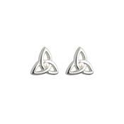 Rhodium Plated Children's Trinity Knot Pearl Stud Earrings