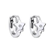 Sterling Silver Children's Diamond Star Hoop Earrings, 0.003ct image