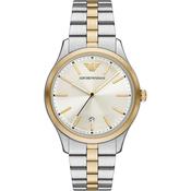 Emporio Armani 41mm Dario Silver Dial Two Tone Bracelet Link Watch image