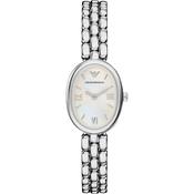Emporio Armani 28mm Ladies Sinfonia Silver Tone Mother of Pearl Dial Link Watch image
