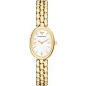 Emporio Armani 28mm Ladies Sinfonia Yellow Gold Tone Mother of Pearl Dial Link Watch image