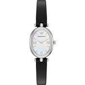 Emporio Armani 28mm Sinfonia Ladies Oval Mother of Pearl Dial Leather Strap Watch image