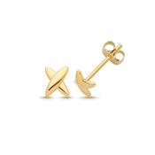 9ct Yellow Gold X Shaped Stud Earrings