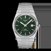 Tissot 40mm Automatic Silver Tone PRX, Green Guilloché &amp; Date Dial, Gents Bracelet Watch