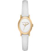 Michael Kors 21mm Ladies Petite Maude White Dial &amp; White Strap Gold-Tone Watch image