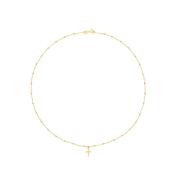 9ct Yellow Gold Beaded Necklet with Cross image