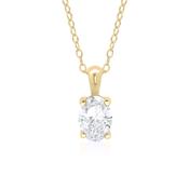 9ct Yellow Gold Claw Set Oval Cut Laboratory Grown Diamond Necklace, 1.00ct image