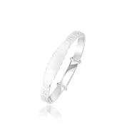 Sterling Silver 4.6mm Beaded Edge ID Plate ABC 123 Baby Bangle image