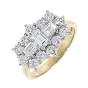 18ct Yellow Gold Baguette &amp; Round Diamond Boat Cluster Ring, 2.43ct image