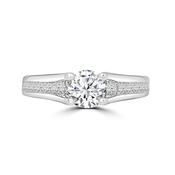 Platinum Brilliant Round &amp; Princess Channel Set Diamond Detailed Band, 1.40ct
