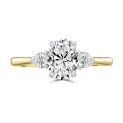 18ct Yellow Gold Oval &amp; Pear Three Stone Diamond Ring 1.27ct