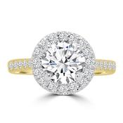 Laboratory Grown Diamond Brilliant Round &amp; Halo 18ct Yellow Gold Band 2.03ct