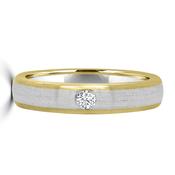 Platinum &amp; Yellow Gold Flat Two Tone Inlayed Diamond 4mm Wedding Band