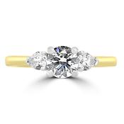 18ct Yellow Gold Round Brilliant &amp; Pear Three Stone Diamond Ring, 1.03ct
