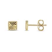 9ct Yellow Gold 5.5mm Diamond Cut Cushion Stud Earrings image