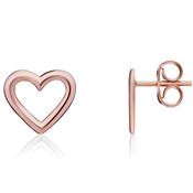 9ct Rose Gold Open Heart Stud Earrings