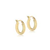 9ct Yellow Gold 15mm Diamond Cut Creole Hoop Earrings image