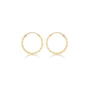 9ct Yellow Gold Delicate Diamond Cut Creole Sleeper Hoops