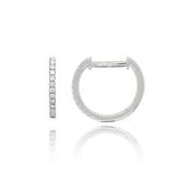 9ct White Gold Diamond Easy Hinge Hoop Earrings 0.10ct
