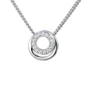 Sterling Silver Halo Styled Double Ring CZ Necklace image