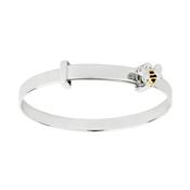 Sterling Silver Bee &amp; Diamond Set Children's Bangle