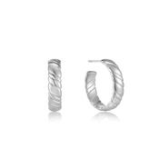 Ania Haie Rhodium Plated Silver Smooth Twist Hoop Stud Earring's image