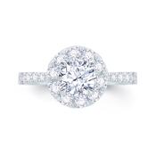 Platinum Brilliant Round &amp; Double Halo, Shoulder Set Diamond Ring 1.28ct image