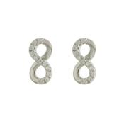 Sterling Silver Infinity Half CZ Set Stud Earrings image