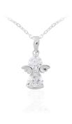 Sterling Silver Angel CZ Pendant Necklace
